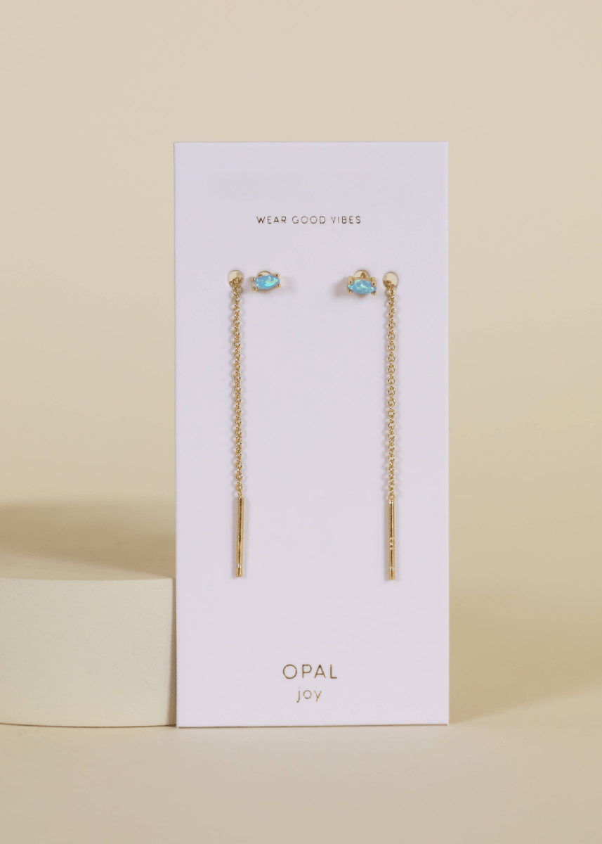 Studded Threader - Fire Opal - Earrings for Daily Charm