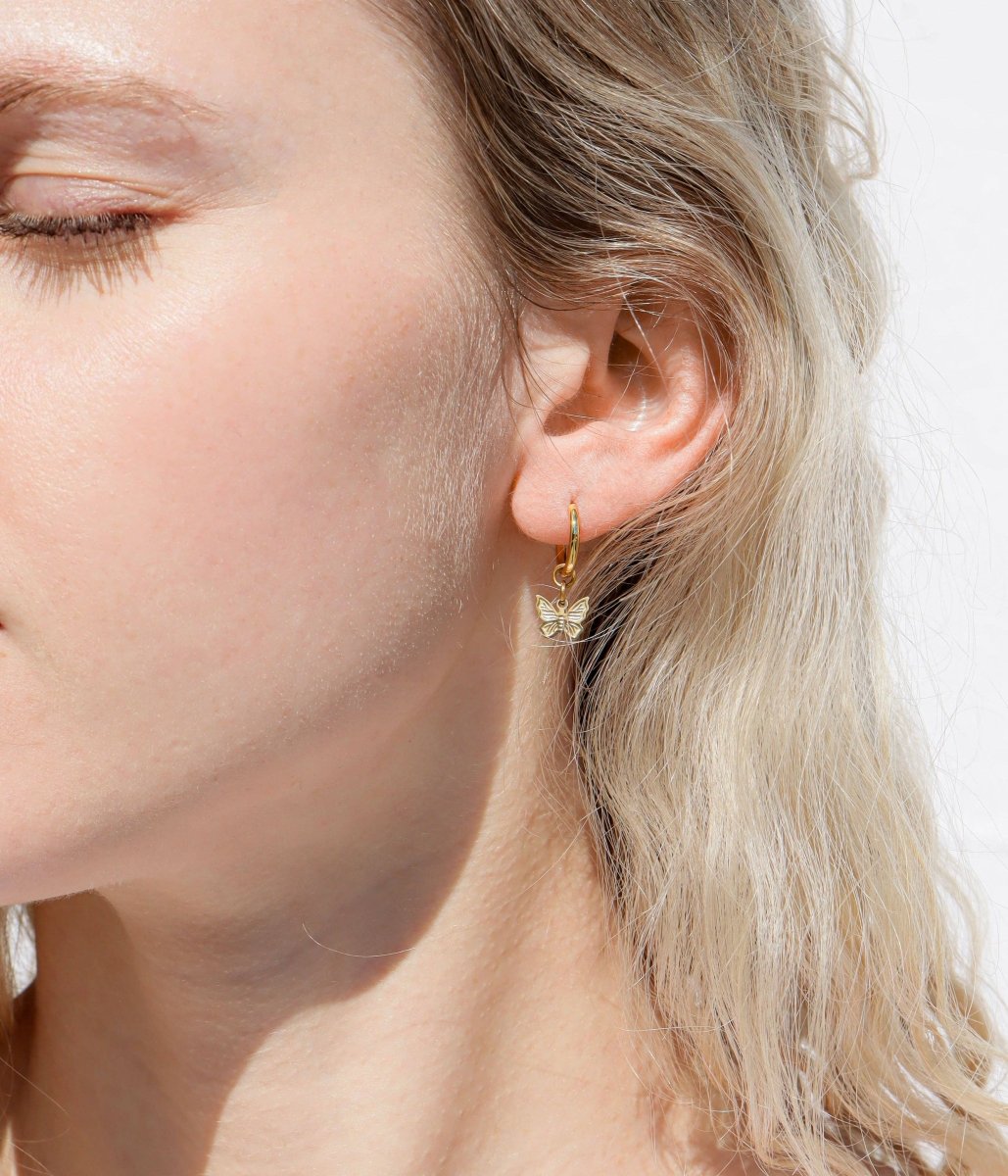 Stunning 18K Gold Butterfly Huggie Earrings for Women