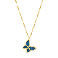 Stunning Blue Butterfly Necklace in 14k Gold Plating