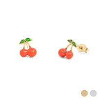 Summer Cherry 18K Gold Stud Earrings