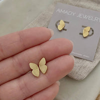 Take Flight Butterfly Wings 18k Gold Stud Earrings Set