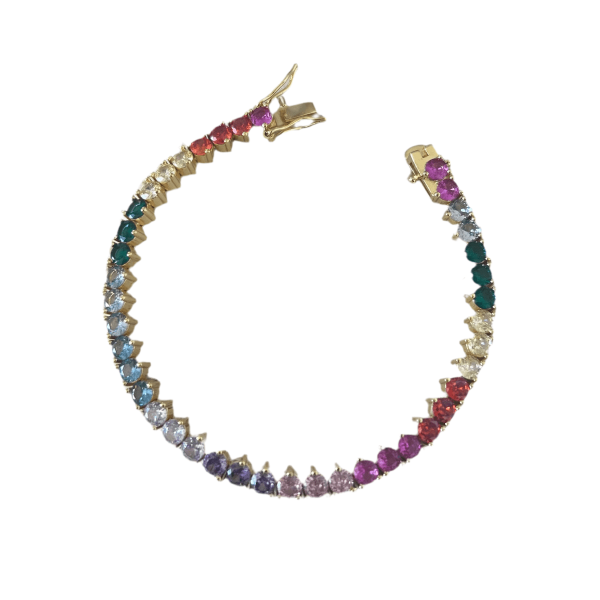 Colorful Rainbow Crystals Tennis Bracelet