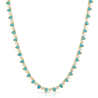 Turquoise & Gold Teardrop Tennis Necklace