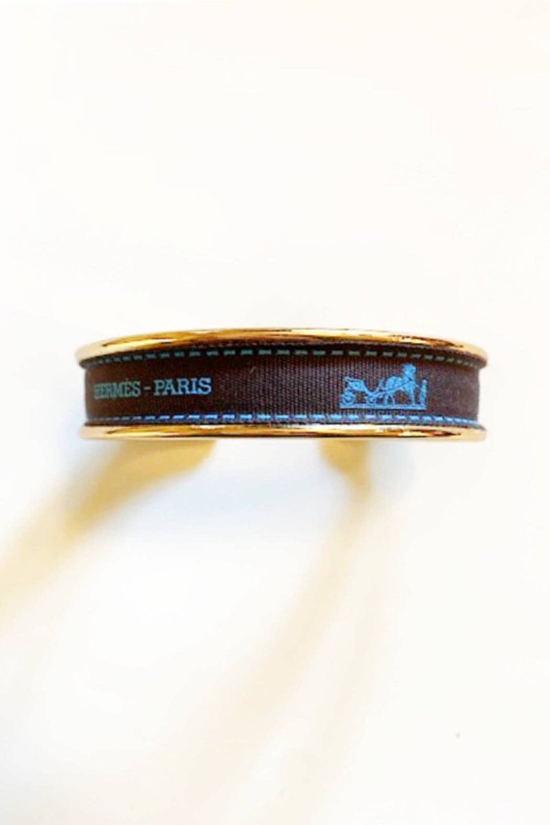 Upcycled Designer Cuff Bracelet With Hermes Accents
