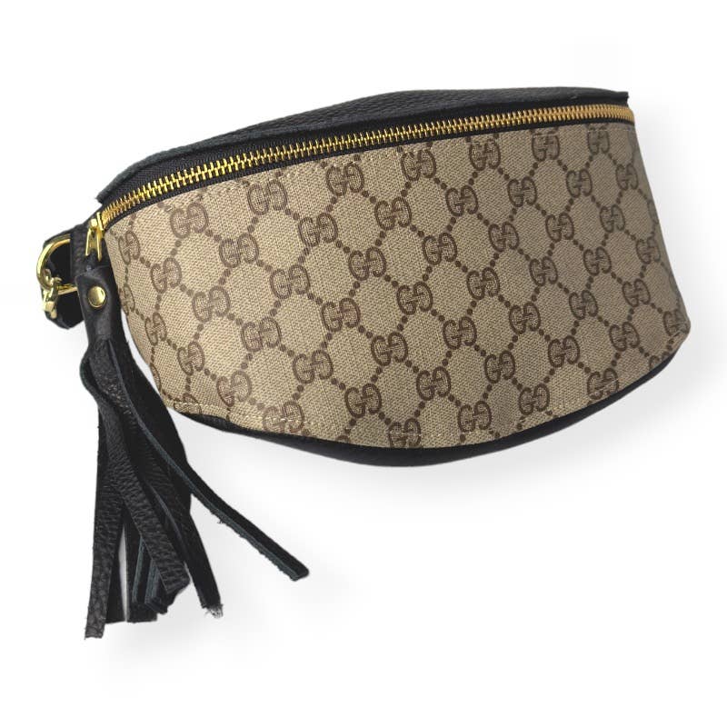 Upcycled Full Front Gucci Britt Belt Bag In Black Leather - Red Bird Road