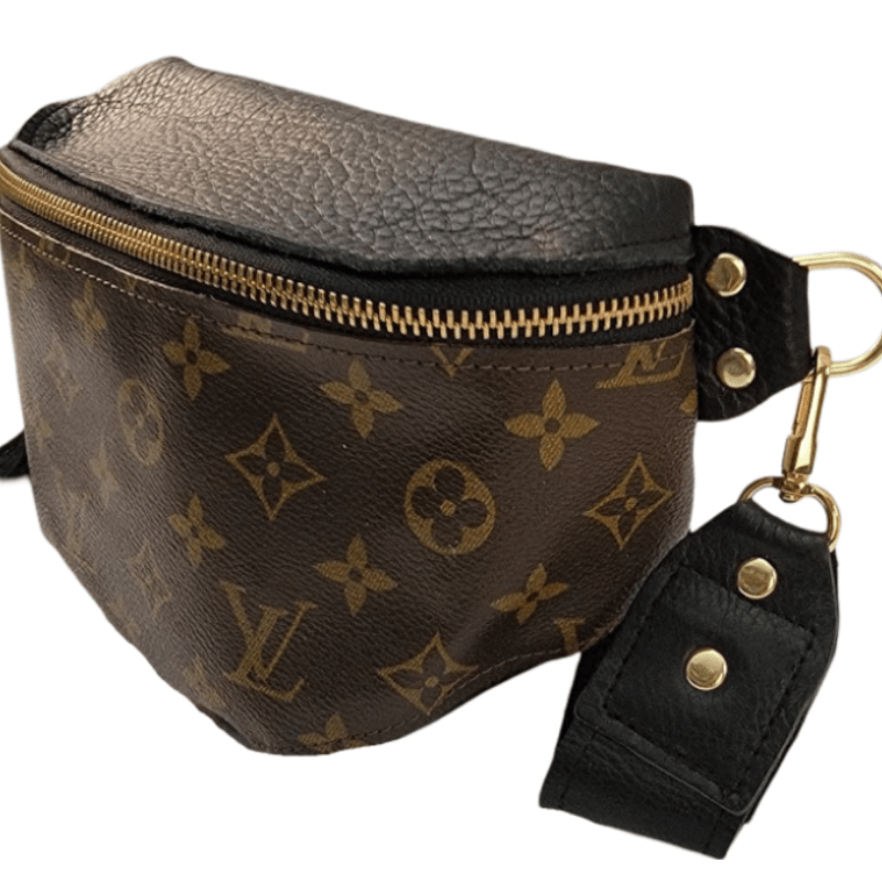 Upcycled Full Front Louis Vuitton Britt Belt Bag In Black Leather - Red Bird Road