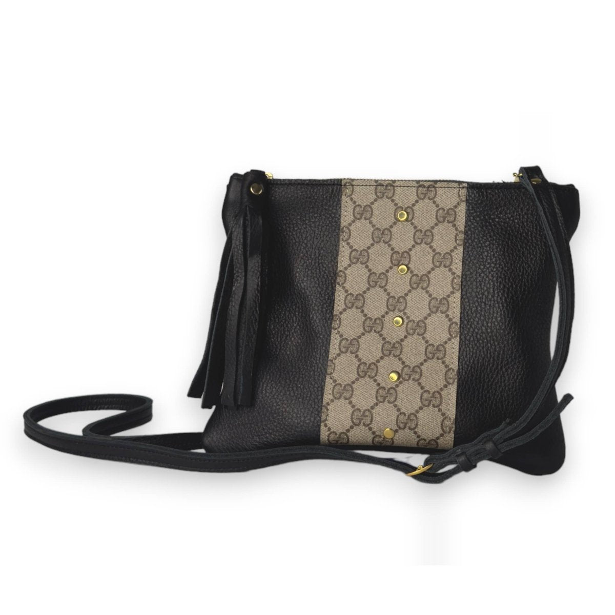 Upcycled Gucci Caroline Crossbody In Black Leather - Red Bird Road