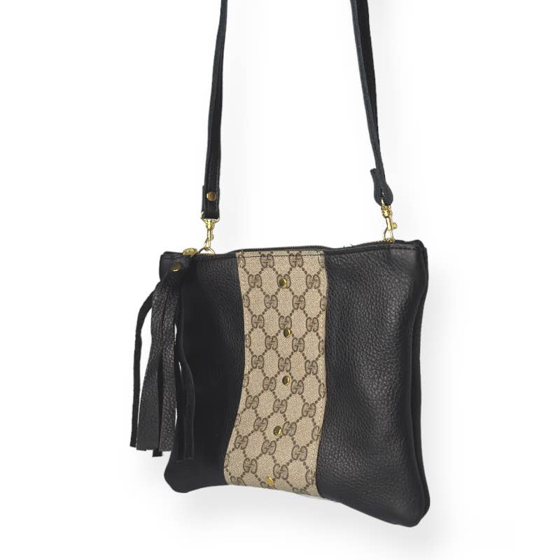 Upcycled Gucci Caroline Crossbody In Black Leather - Red Bird Road