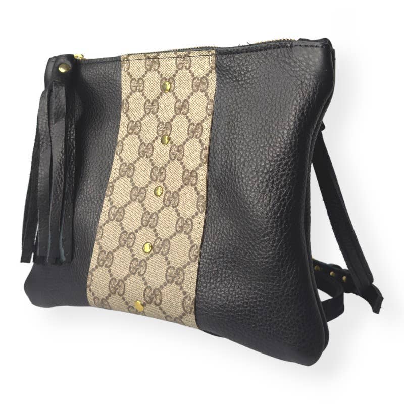 Upcycled Gucci Caroline Crossbody In Black Leather - Red Bird Road