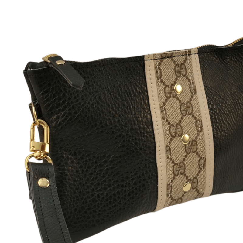 Upcycled Gucci Cathy Wristlet In Black Leather - Red Bird Road