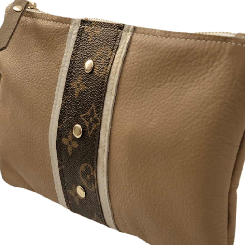 Upcycled Louis Vuitton Cathy Wristlet In Mocha Mousse Leather