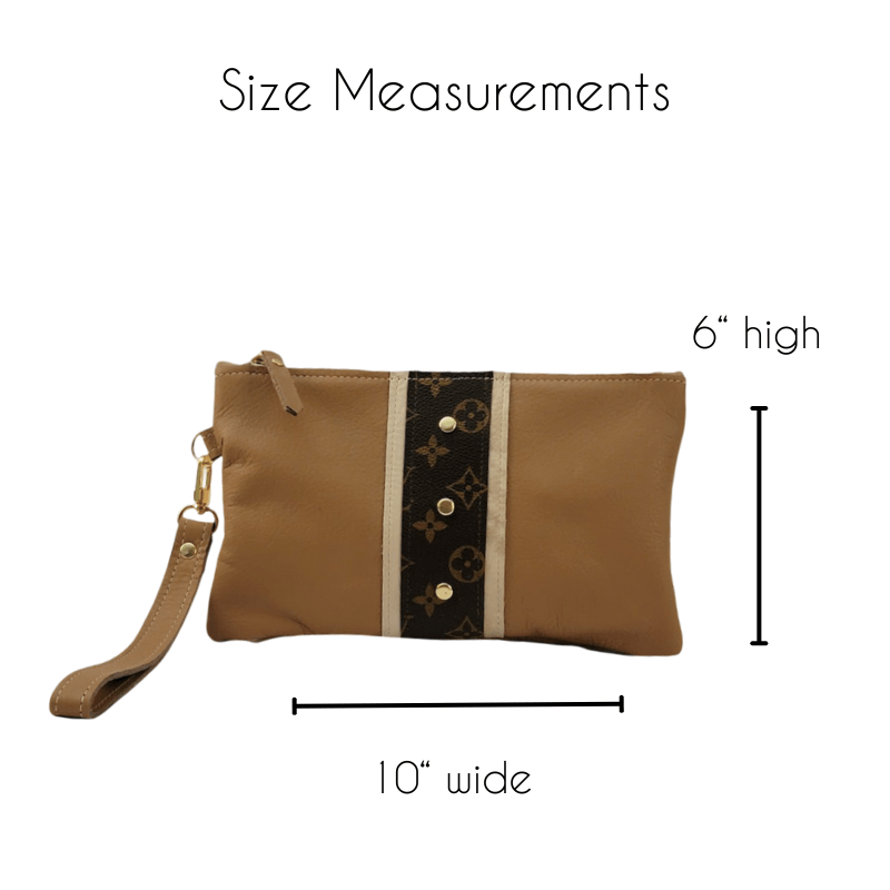 Upcycled Louis Vuitton Cathy Wristlet In Mocha Mousse Leather