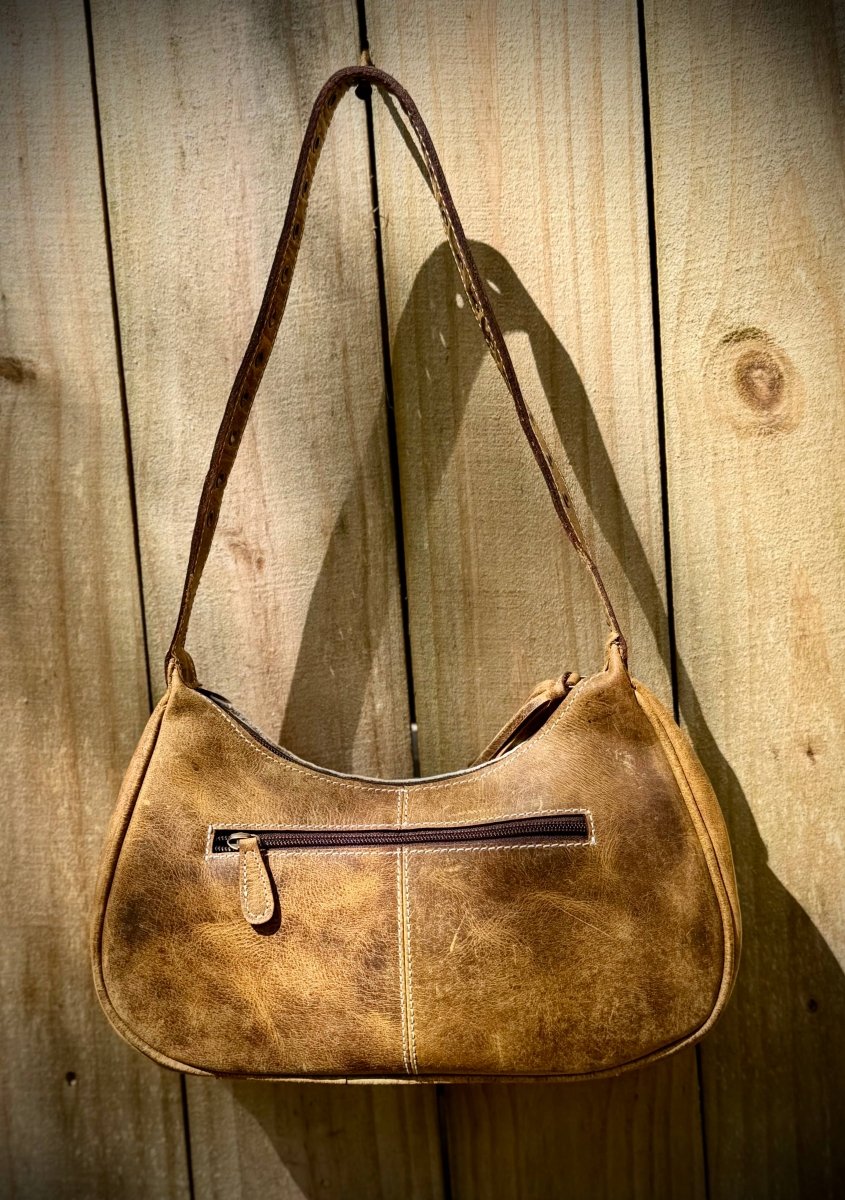 Upcycled LV Cowhide Leather Shoulder Satchel Bag Western
