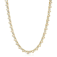 White Opal & Gold Teardrop Tennis Necklace