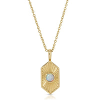 White Opal Radiant Hexagon Pendant