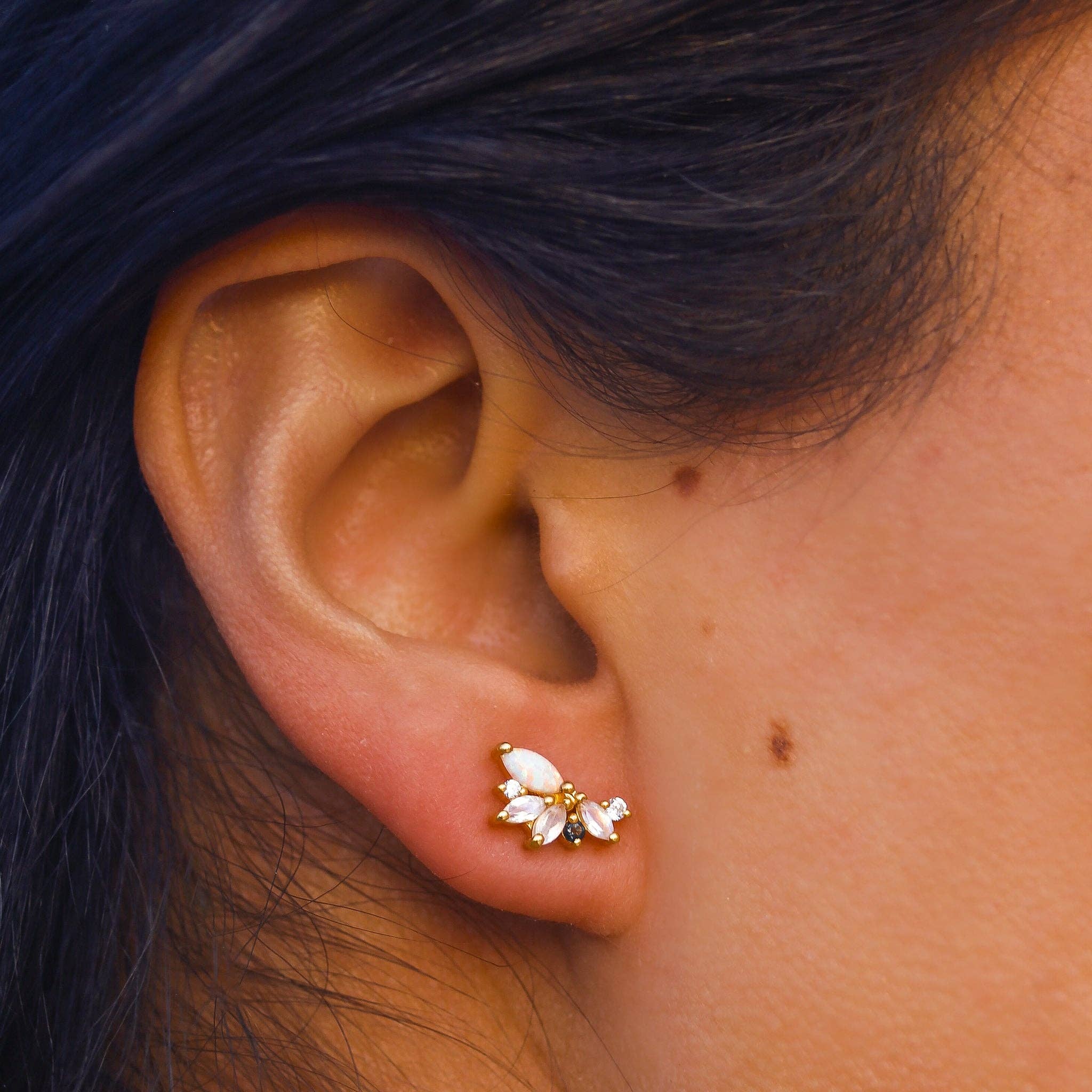 Opal & Diamond Butterfly Studs by La Kaiser