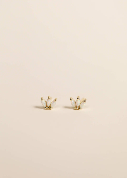 Opal Crown Stud - White - Gold Earrings for Elegant Style