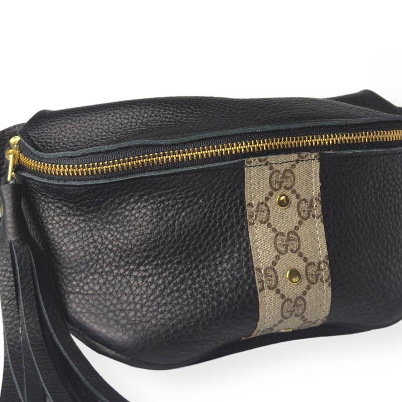 Britt Belt Bag In Black Leather | Upcycled Gucci