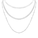 1-4-3 Silver Triple Layered Necklace for Effortless Style