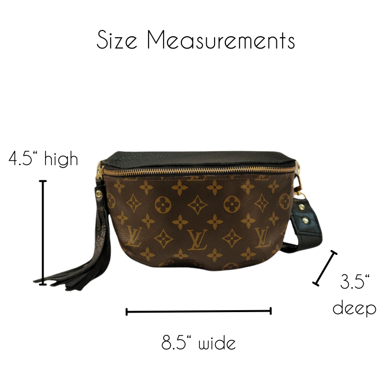 Britt Belt Bag In Black Leather | Upcycled LV Full Front