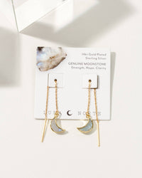 14K Eclipse Threader Earrings Moonstone