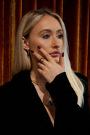14K Gold and Black Onyx Hoop Earrings - Red Bird Road