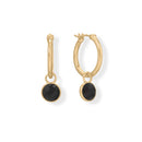 14K Gold and Black Onyx Hoop Earrings - Red Bird Road