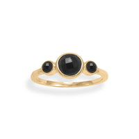 14k Gold and Triple Black Onyx Ring