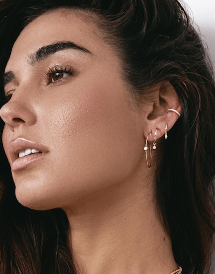 14k Gold Dangle Diamond Hoop Earrings earrings by EMILY VOLASKI