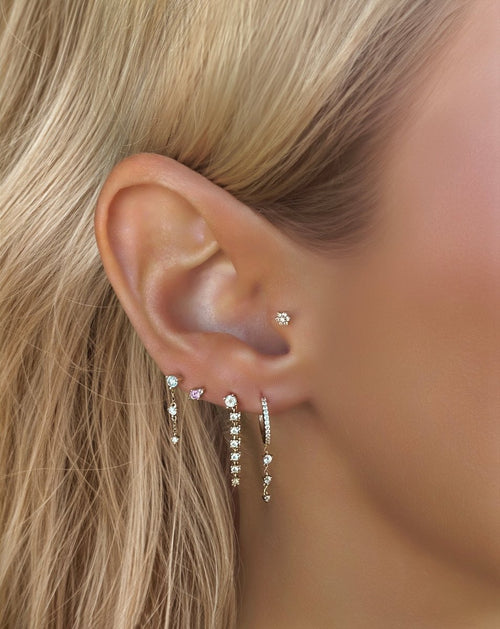 14k Gold Diamond & Pink Sapphire Mini Stud Earrings - Red Bird Road