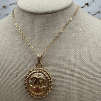 14k Gold Emblem Flat Cable Chain Necklace