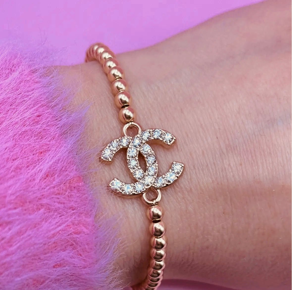 14K Gold Filled 4mm Beaded Chanel Bracelet: 6.5 Inch Elegance