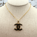 14K Gold Filled Black CC Necklace