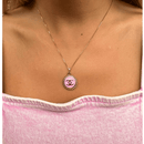 14K Gold Filled Box Chain Pink Chanel Pendant Necklace