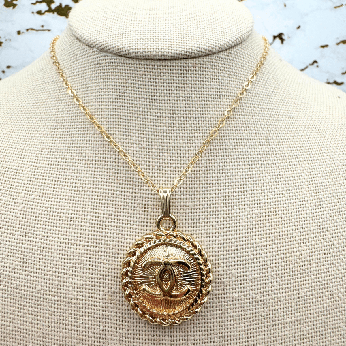 14k Gold Filled CC Emblem Necklace