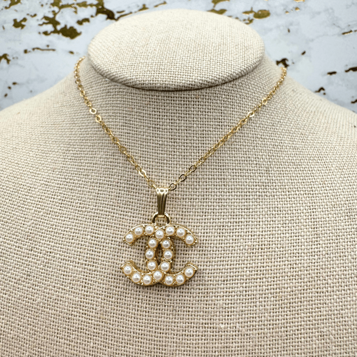 14k Gold Flat Cable Pearl Pendant Necklace
