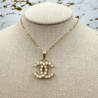 14k Gold Flat Cable Pearl Pendant Necklace