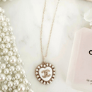 14k Gold Flat Cable White and Pearl Pendant Necklace