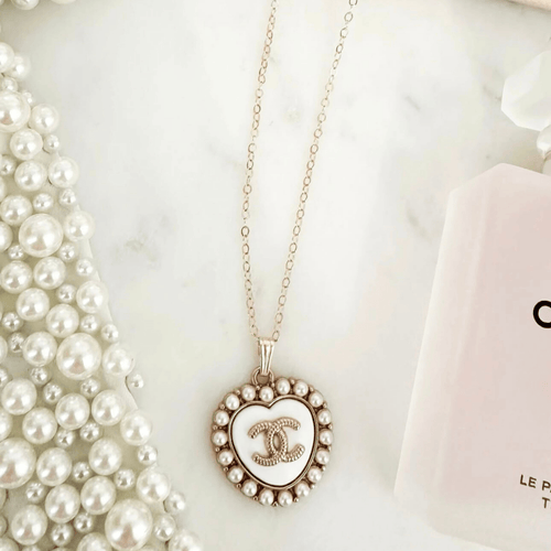 14k Gold Flat Cable White and Pearl Pendant Necklace