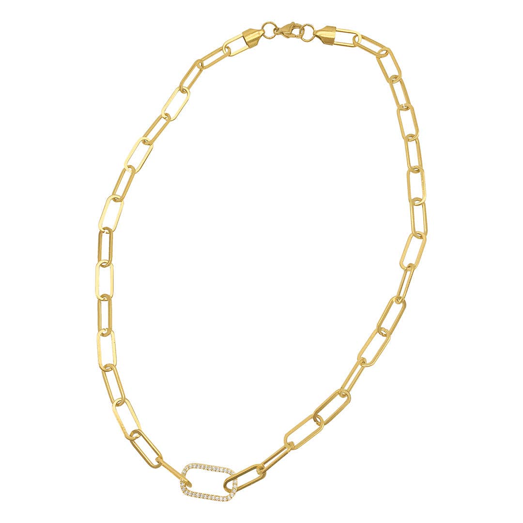 14K Gold Vermeil Crystal Link Necklace