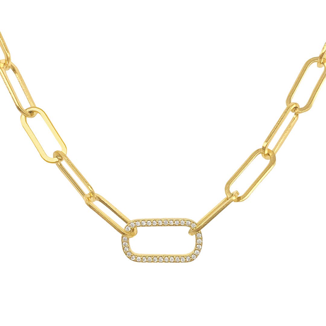 14K Gold Vermeil Crystal Link Necklace