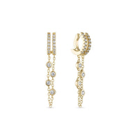 14k Gold Vermeil Double Chain Dangle Drop Huggie Earrings
