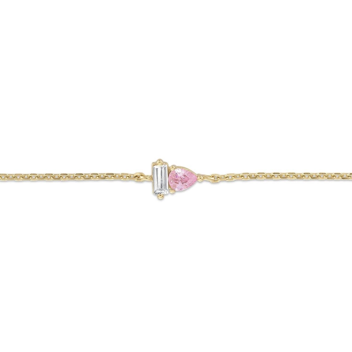 14k Gold Vermeil Pink Sapphire & White CZ Duo Bracelet by Emily Volaski