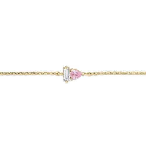 14k Gold Vermeil Pink Sapphire & White CZ Duo Bracelet by Emily Volaski
