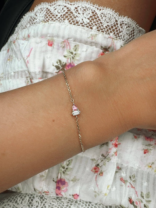 14k Gold Vermeil Pink Sapphire & White CZ Duo Bracelet by Emily Volaski