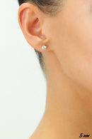 14K Solid Yellow Gold CZ Stud Earring with Secure Push-Back 7mm