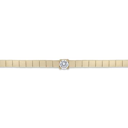 14k Vermeil Bar Link Bracelet with Round CZ Center Stone - Red Bird Road