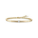 14k Vermeil Bar Link Bracelet with Round CZ Center Stone - Red Bird Road