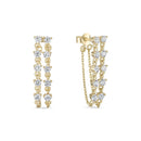 14k Vermeil CZ Double Row Chain Stud Earrings: 14k Yellow Gold Vermeil by Emily Volaski