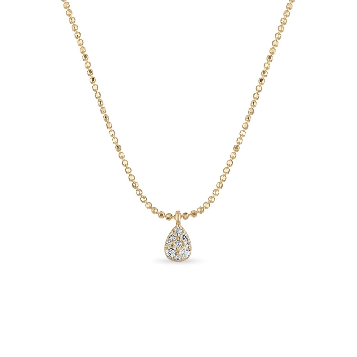 14k Vermeil Diamond-Cut Chain Necklace with White Sapphire Teardrop